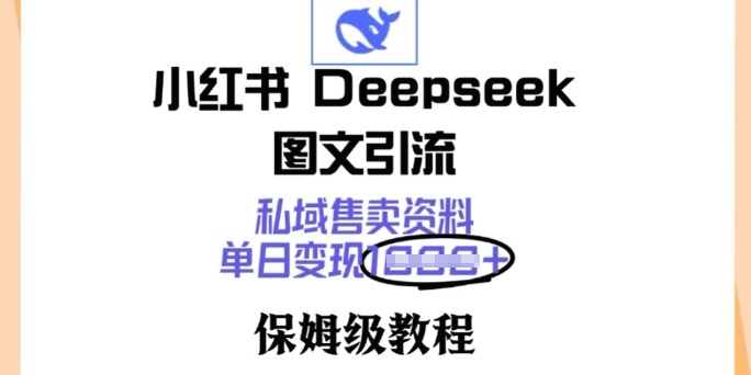 小红书Deepseek图文引流，私域售卖资料，单日变现多张，保姆级教程-铜乾网络