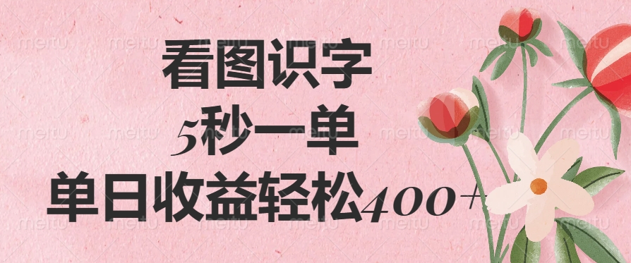 （14338期）看图识字，5秒一单，单日收益轻松400+-铜乾网络
