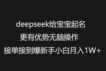 deepseek给宝宝起名更有优势无脑操作接单接到爆新手小白月入1W+-铜乾网络
