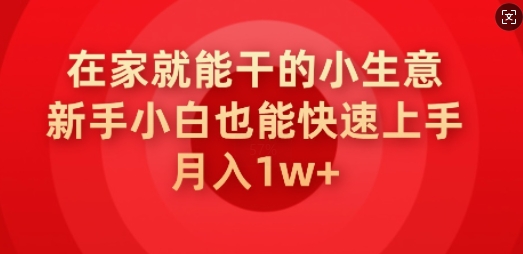 在家就能干的小生意，新手小白也能快速上手，月入1w-铜乾网络