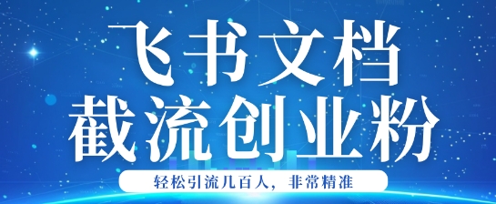 利用飞书文档截流创业粉轻松引流200+-铜乾网络