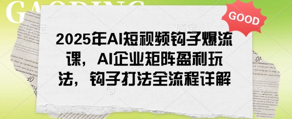 2025年AI短视频钩子爆流课，AI企业矩阵盈利玩法，钩子打法全流程详解-铜乾网络