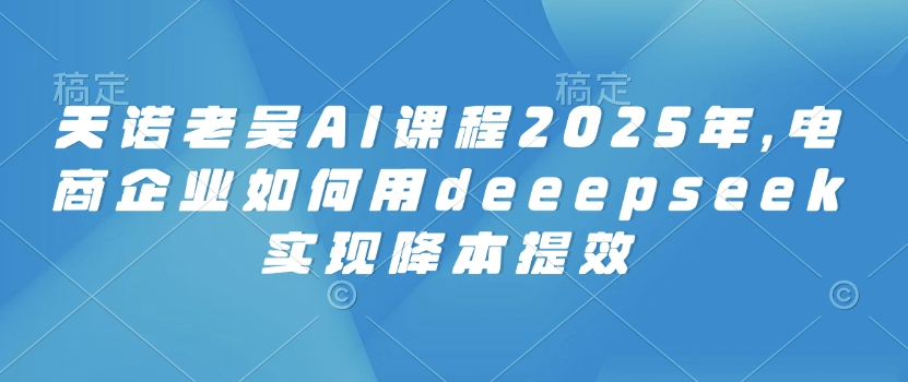 天诺老吴AI课程2025年，电商企业如何用deeepseek实现降本提效-铜乾网络