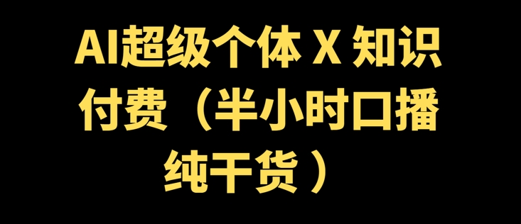 AI超级个体 + 知识付费(半小时口播纯干货 )-铜乾网络