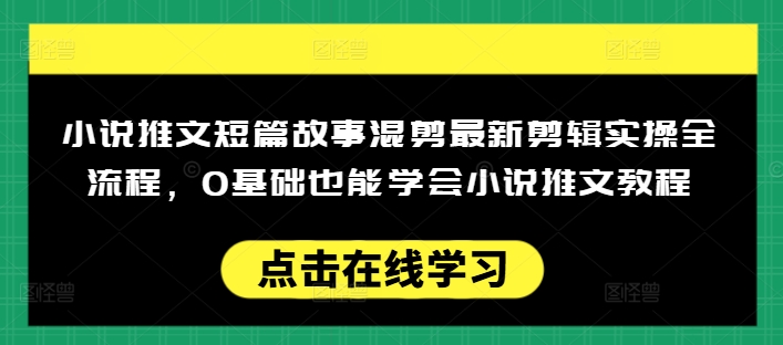 小说推文短篇故事混剪最新剪辑实操全流程，0基础也能学会小说推文教程，肯干多发日入多张-铜乾网络