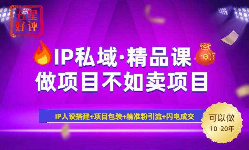 （14406期）2025年“IP私域·密训精品课”，日赚3000+小白避坑年赚百万，暴力引流…-铜乾网络
