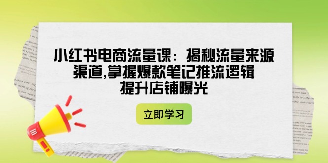 （14318期）小红书电商流量课：揭秘流量来源渠道,掌握爆款笔记推流逻辑,提升店铺曝光-铜乾网络
